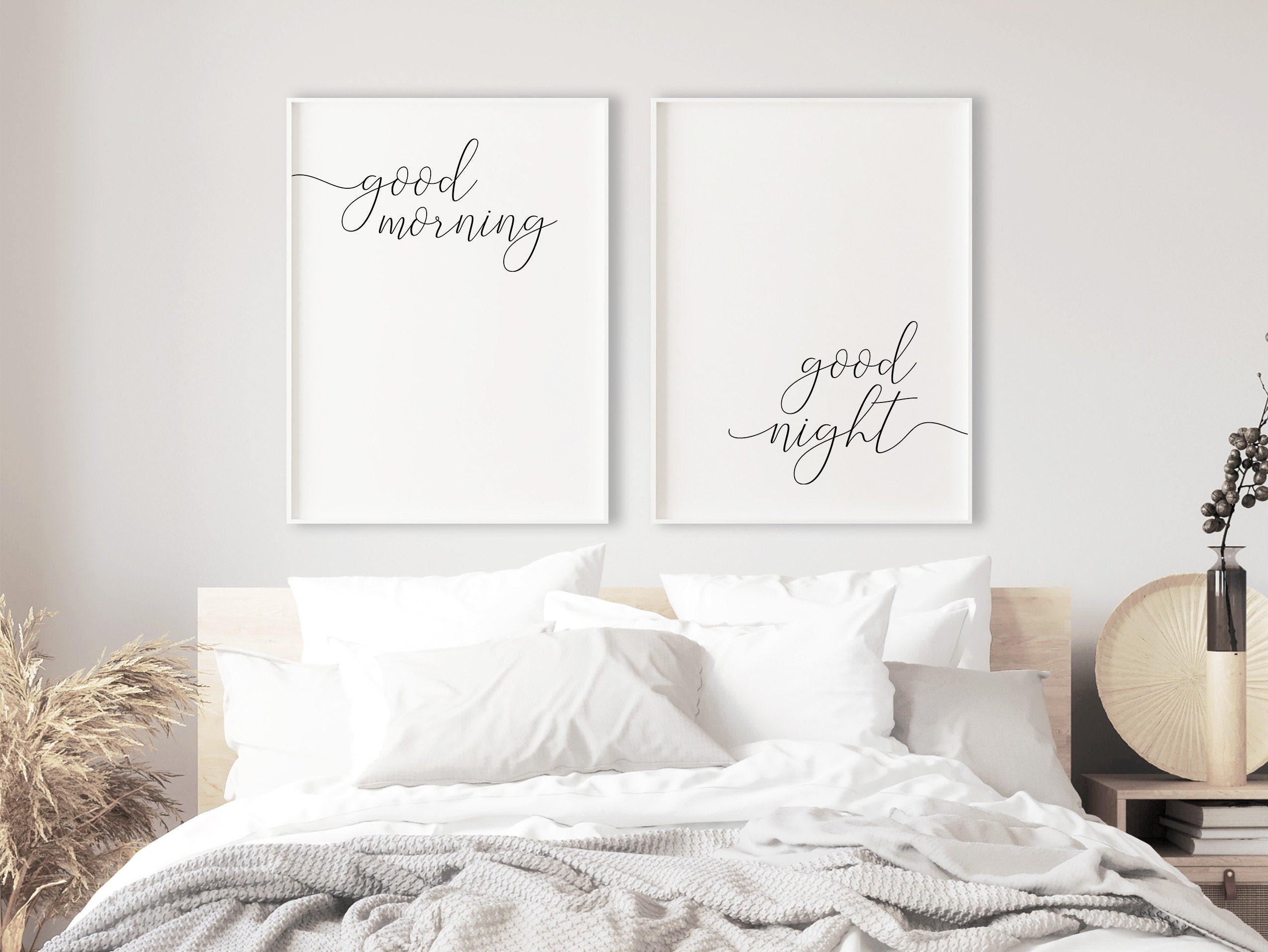 Good morning good night print for master bedroom wall decor | Etsy
