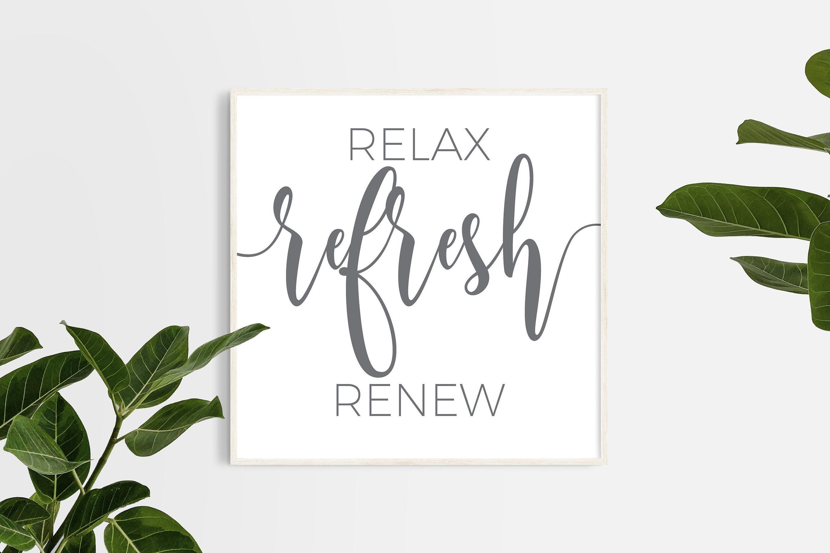 Relax refresh renew wall art bathroom print greybathroom Etsy