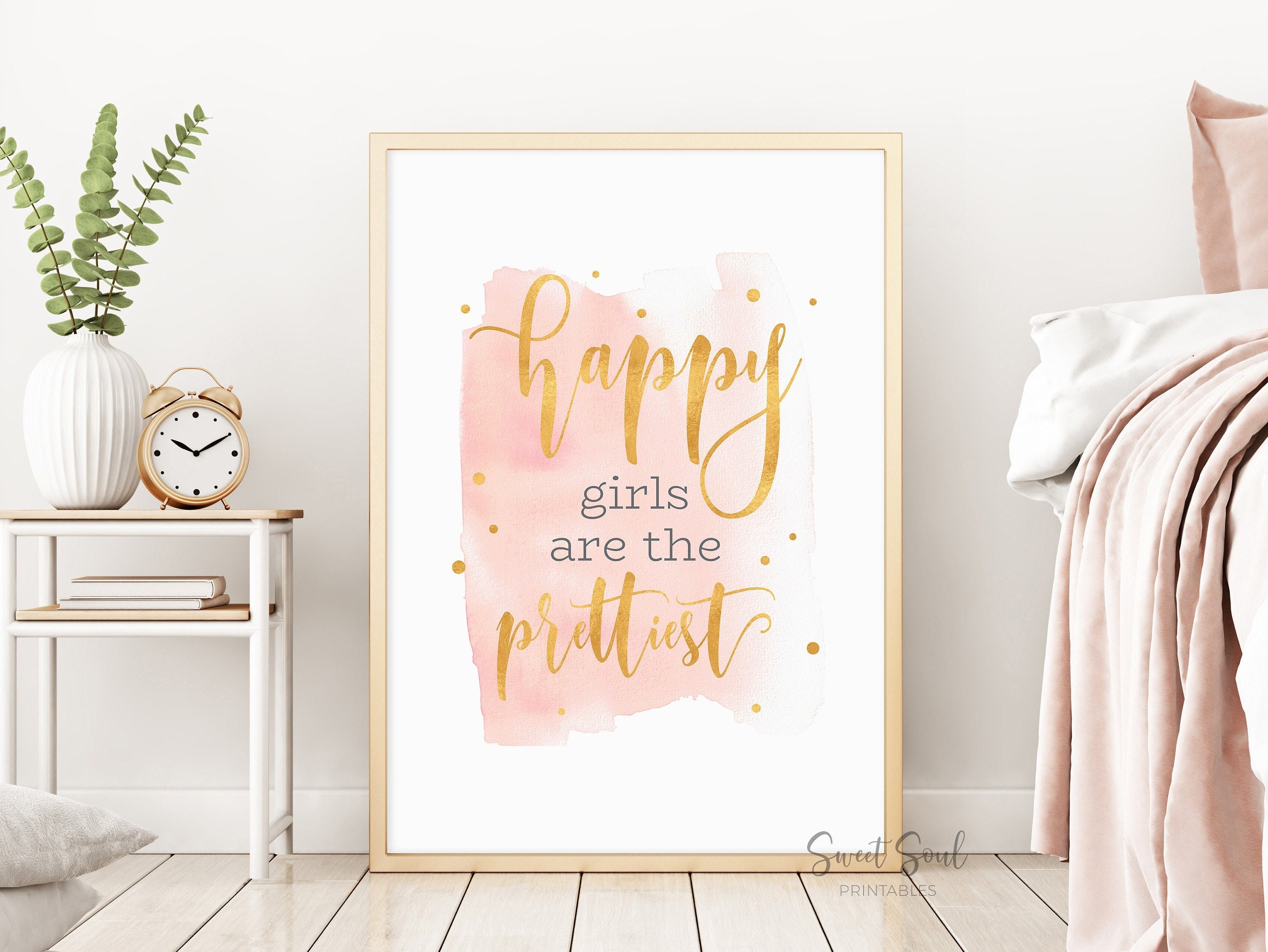 happy girls are the prettiest print girls bedroom printables etsy new zealand