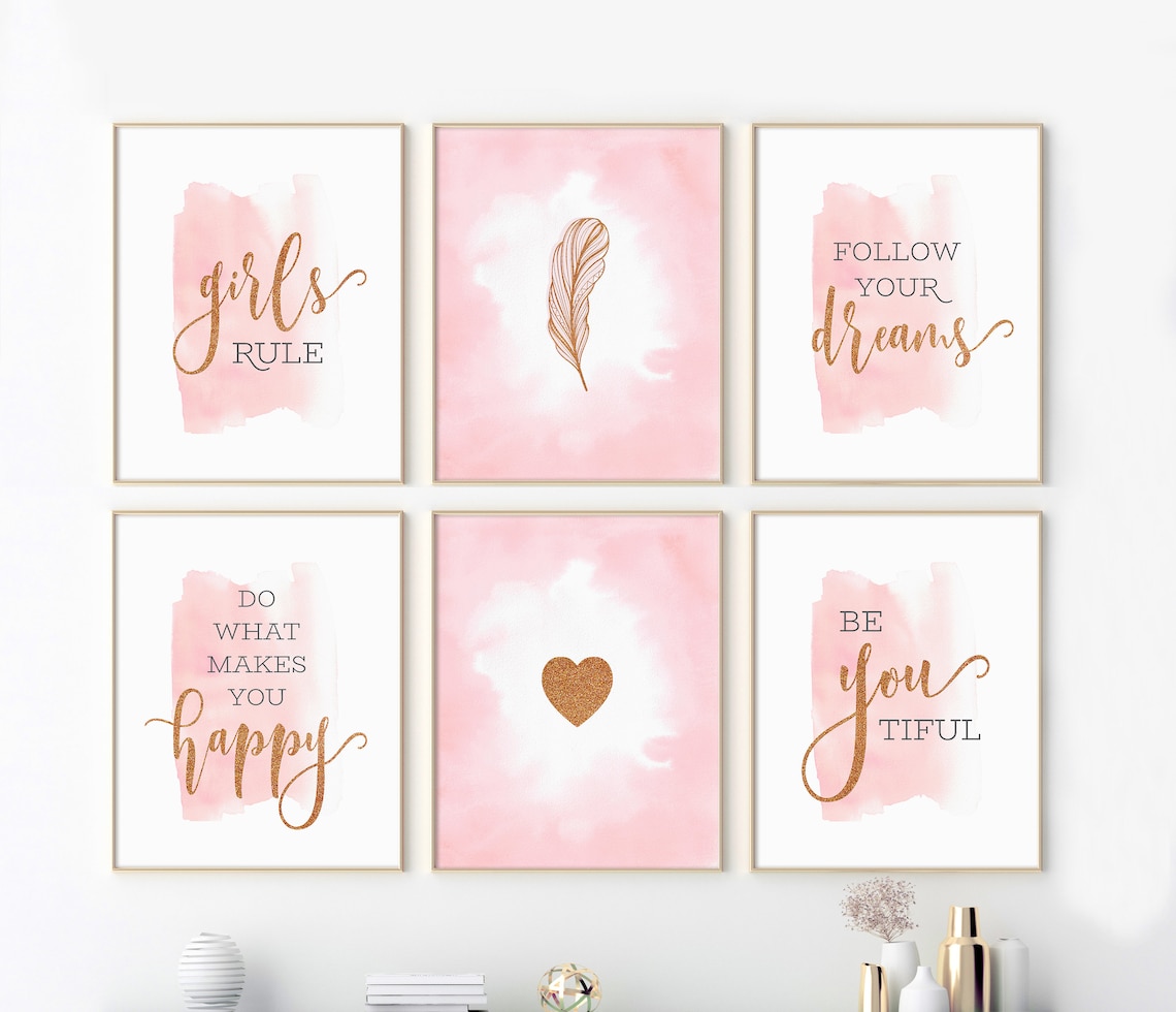 Girl bedroom prints printable girls wall art inspirational | Etsy