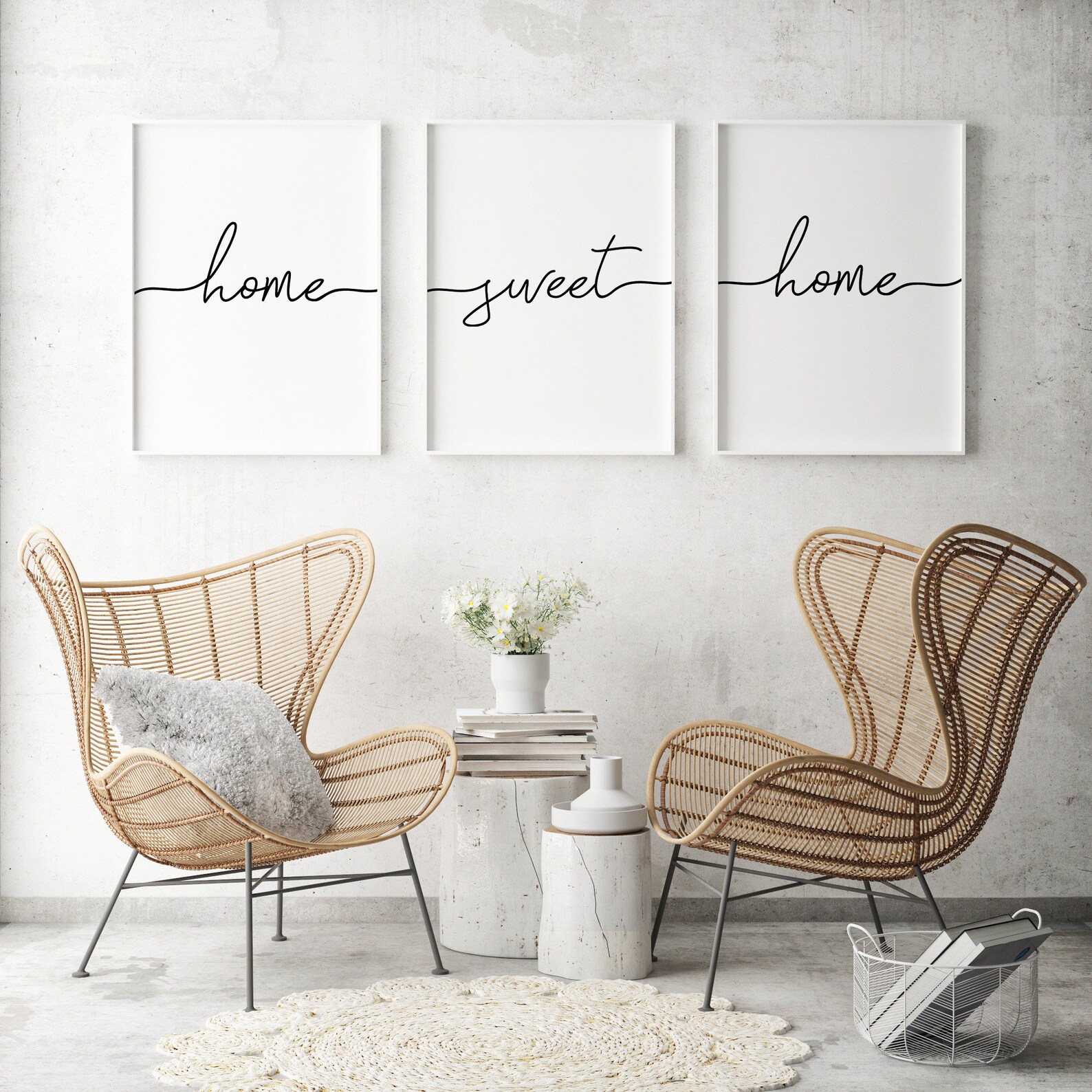 Home Sweet Home Print Wall Art Set of 3wall Decor Living Room Etsy