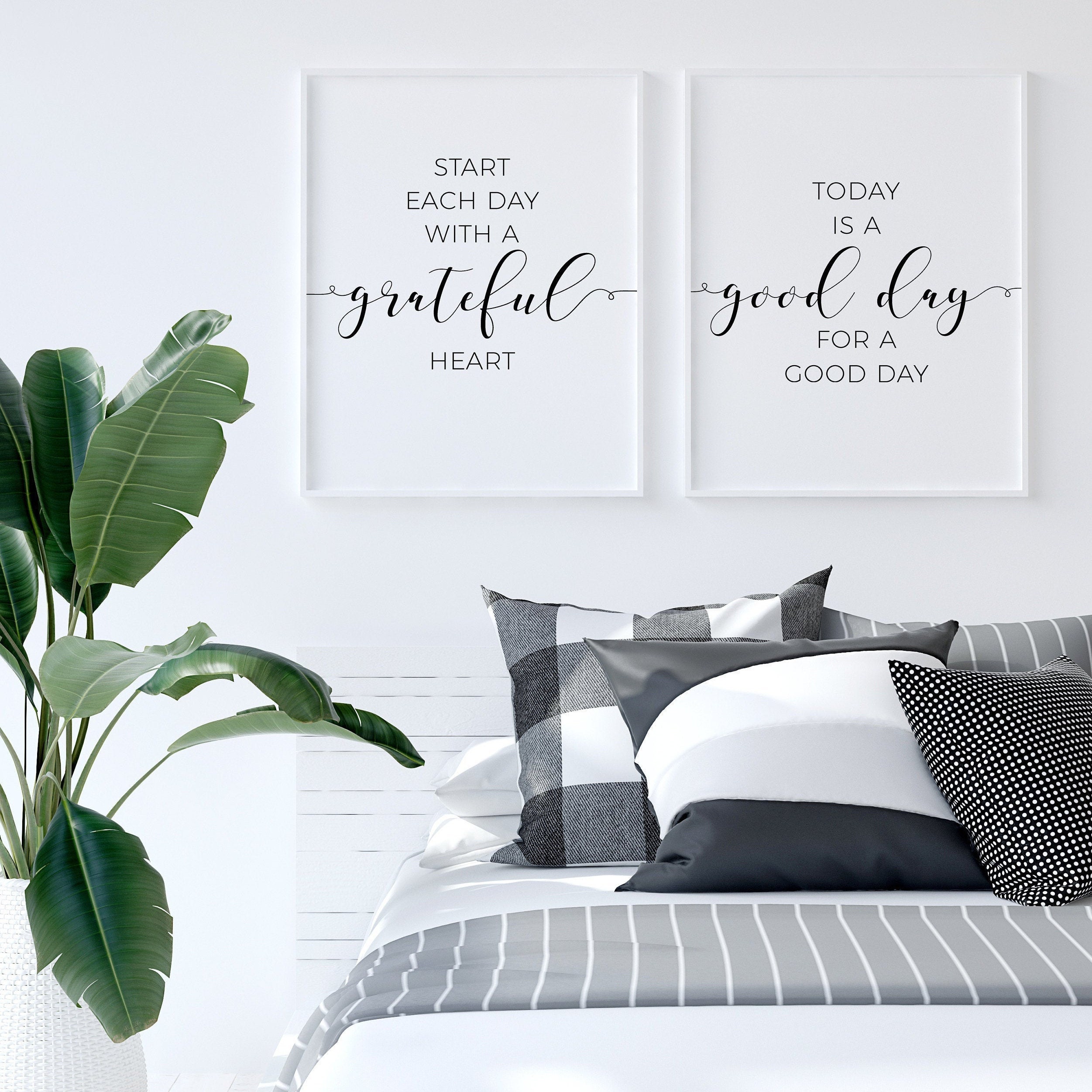Bedroom prints set of 2 quote motivational wall art download Etsy