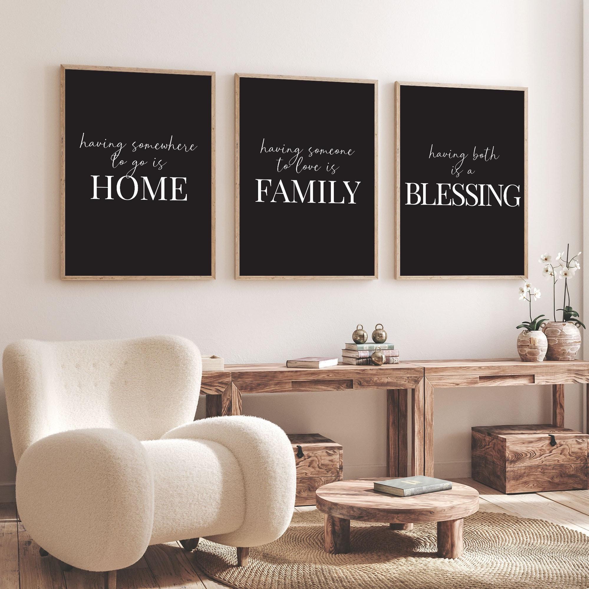 Family Print Set of 3 Living Room Wall Decor, Above Sofa Wall Art, Home ...