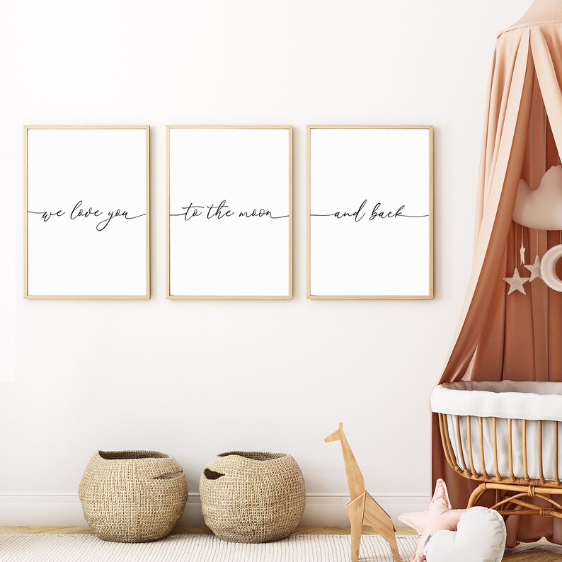 We Love You to the Moon and Back, Baby Room Signs Printable, Nursery