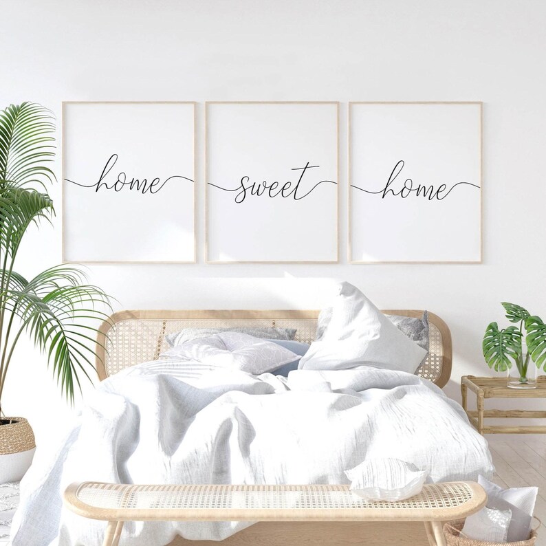 Home Sweet Home Wall Art, Living Room Prints Set Of 3 Above Couch Sign, Home Entrance Printable Art Hallway Wall Decor Quote Poster Download image 4