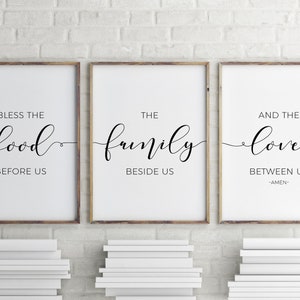 Bless the food before us, Dining room wall decor printable art, Kitchen dining wall art, Christian home decor, Dining room prints download
