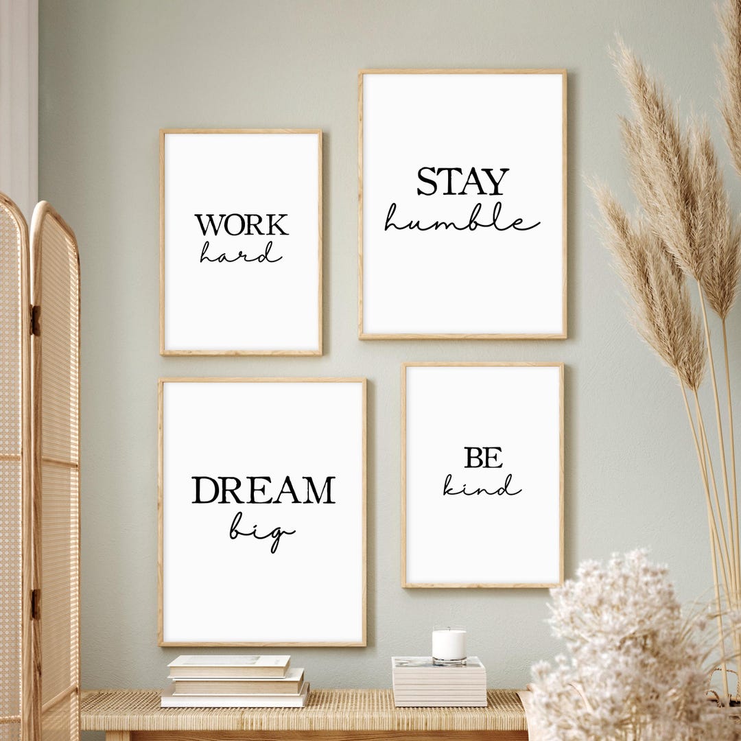 Work Hard Stay Humble Be Kind, Inspirational Quote Wall Art ...