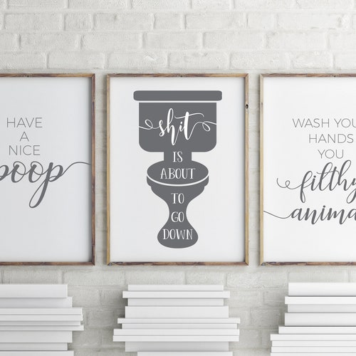 Bathroom Wall Art Funny Bathroom Prints Bathroom Printable Etsy