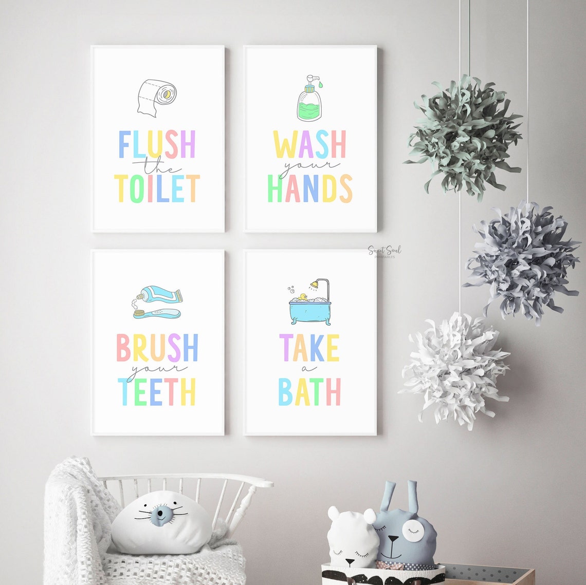 Bathroom Prints Kids Bathroom Wall Art Printable Children - Etsy