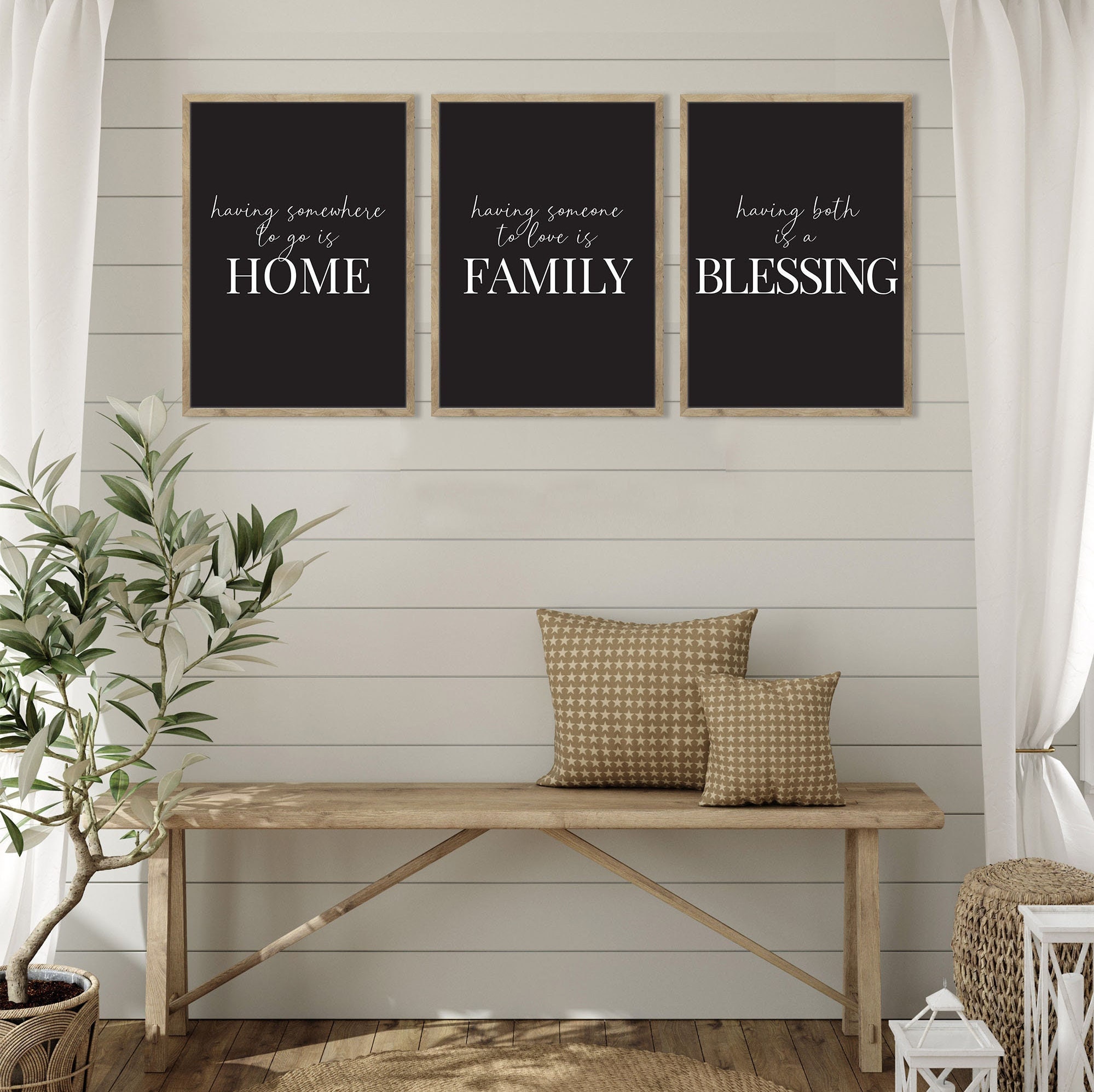 Family Print Set of 3 Living Room Wall Decor, Above Sofa Wall Art, Home ...