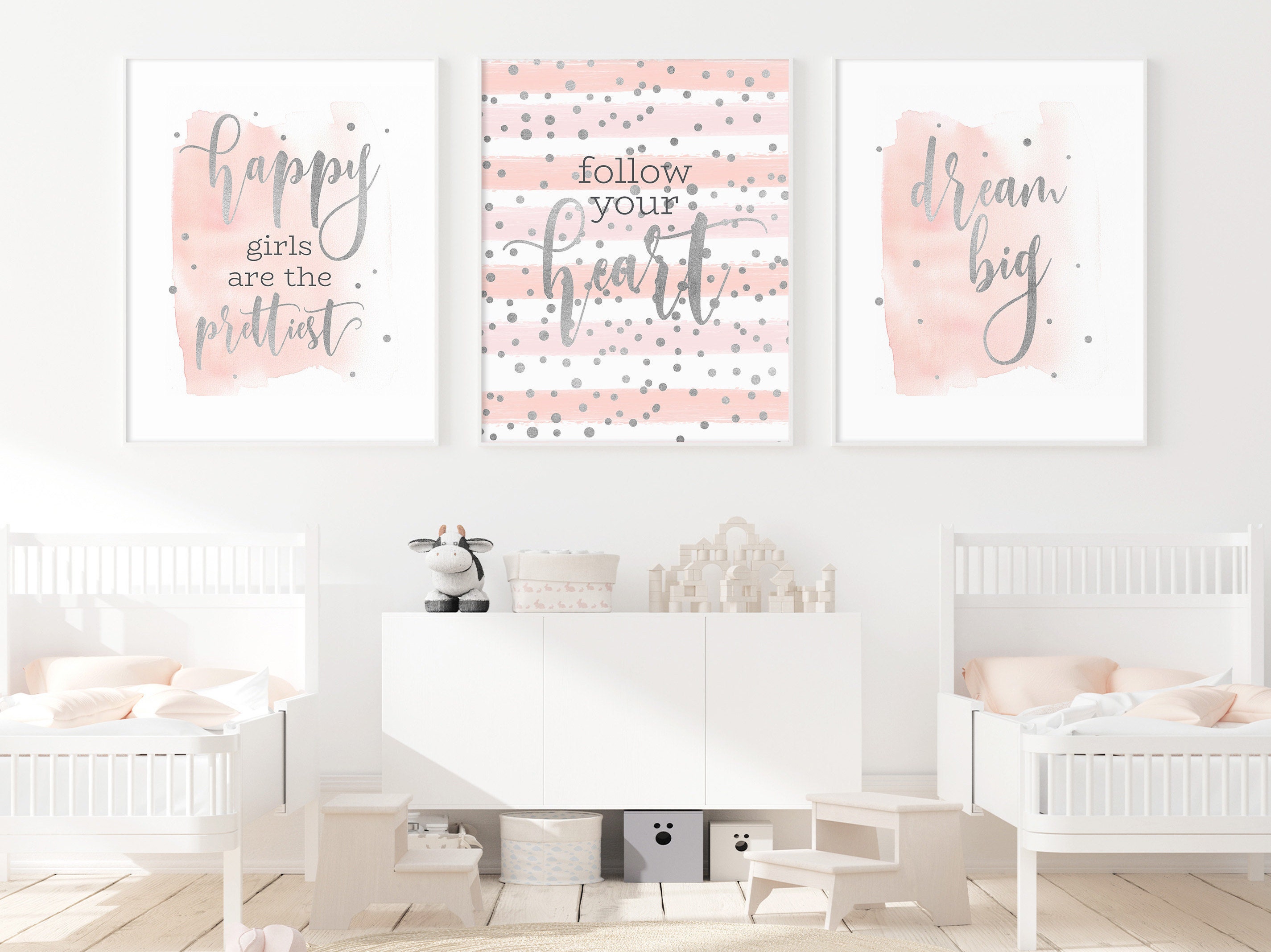 Girls Wall Art Set of 3 Pink Prints for Bedroom Girl Etsy Canada