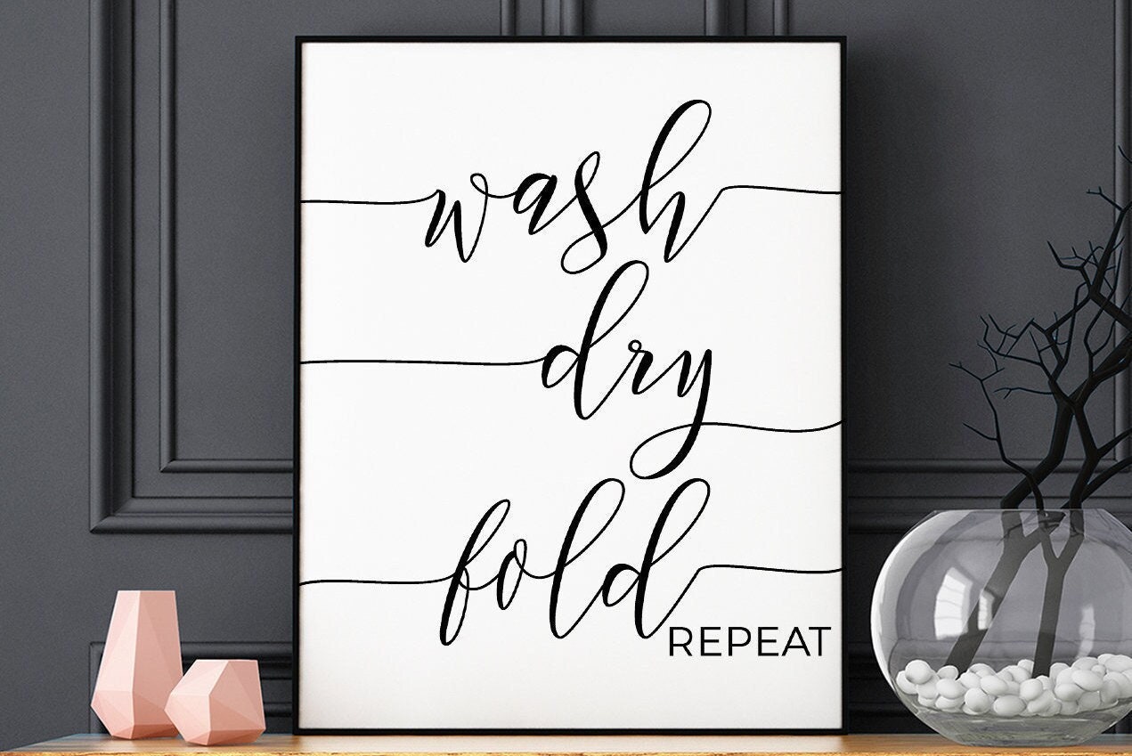 Laundry Wall Prints Utility Room Wall Art Apartment Decor Wash Dry Fold Repeat Washing Room Sign Laundry Room Sign Scandinavian Art
