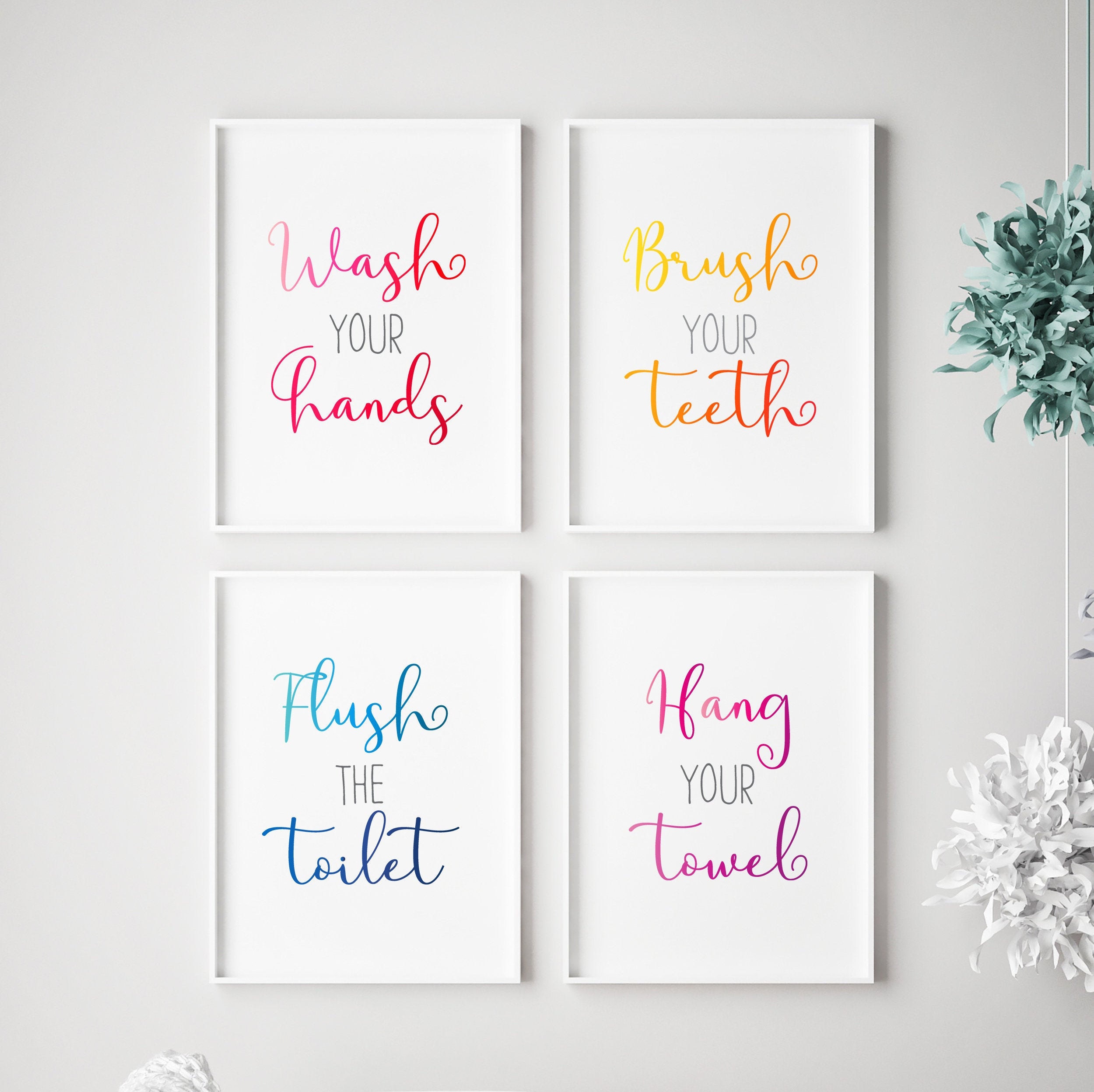 Kids Bathroom Signs Printable Kids Bathroom Art Prints Set | Etsy