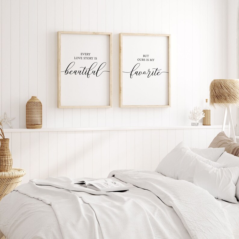 Every Love Story is Beautiful, Couple Home Decor Bedroom Prints, Over