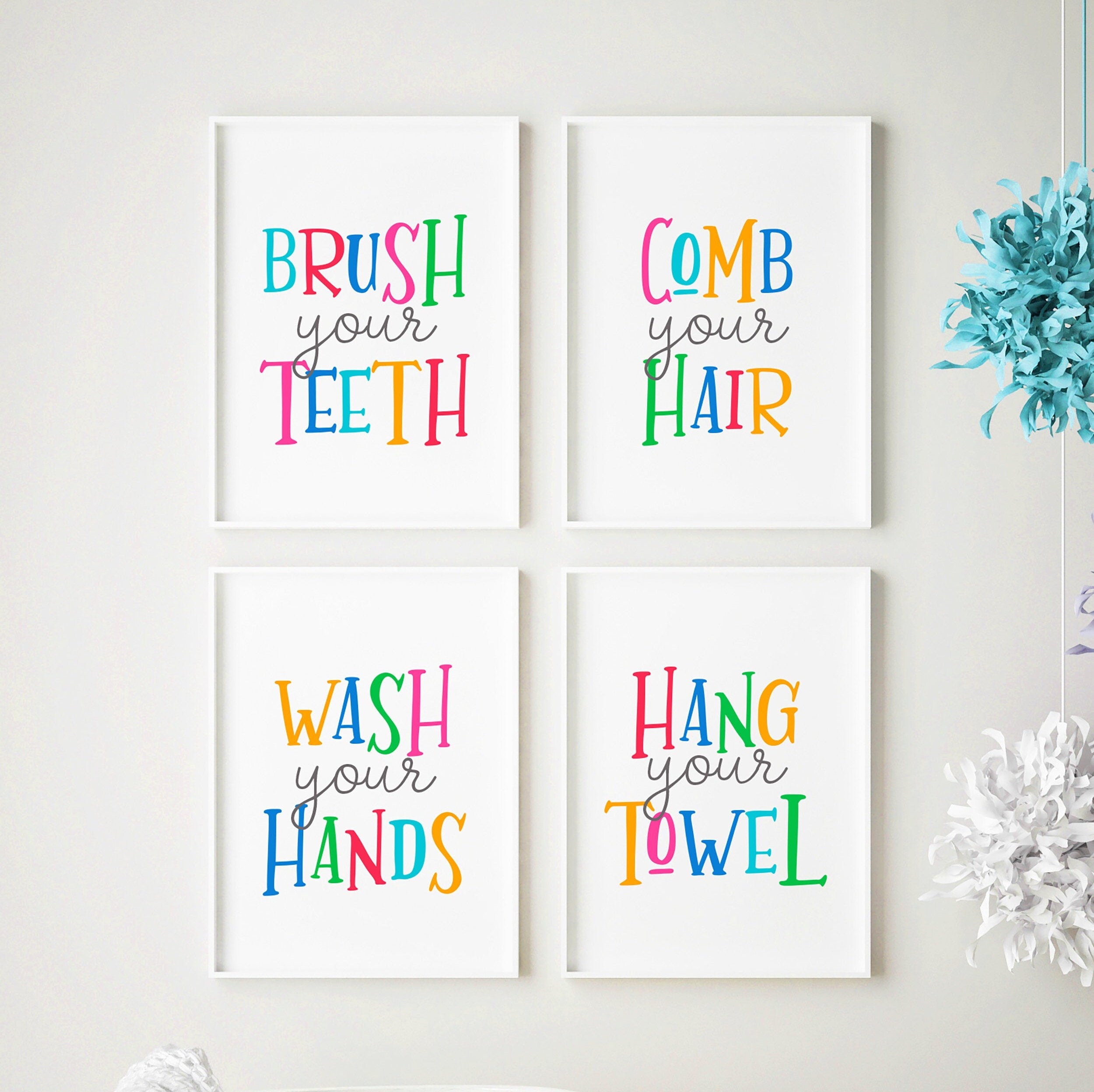 Kids Bathroom Wall Art Printable Bathroom Prints Kids Bathroom Etsy