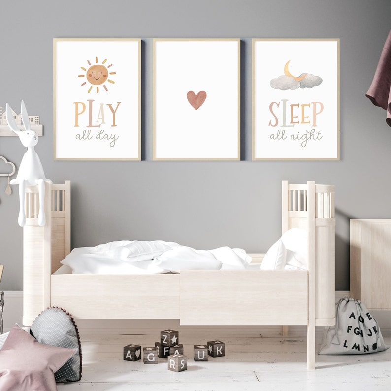 Nursery Prints Boho Baby Nursery Wall Art Neutral Beige Baby Etsy