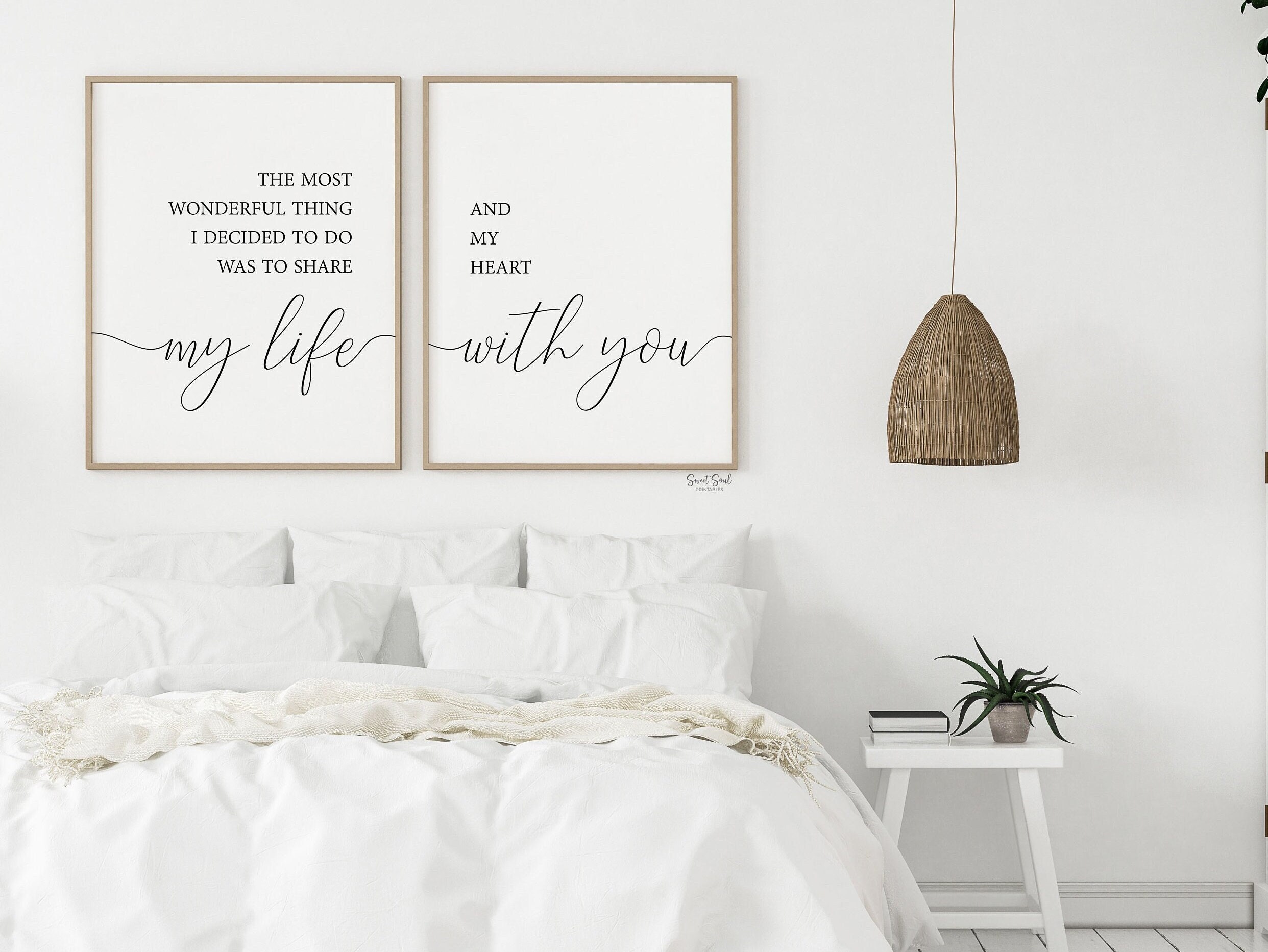 Bedroom Home Wall Prints 2, Decor Bedroom Above Master Bedroom Bed - Sweden Decor of Bed Signs Over Couple Couple Romantic Quotes the Etsy Posters, Set