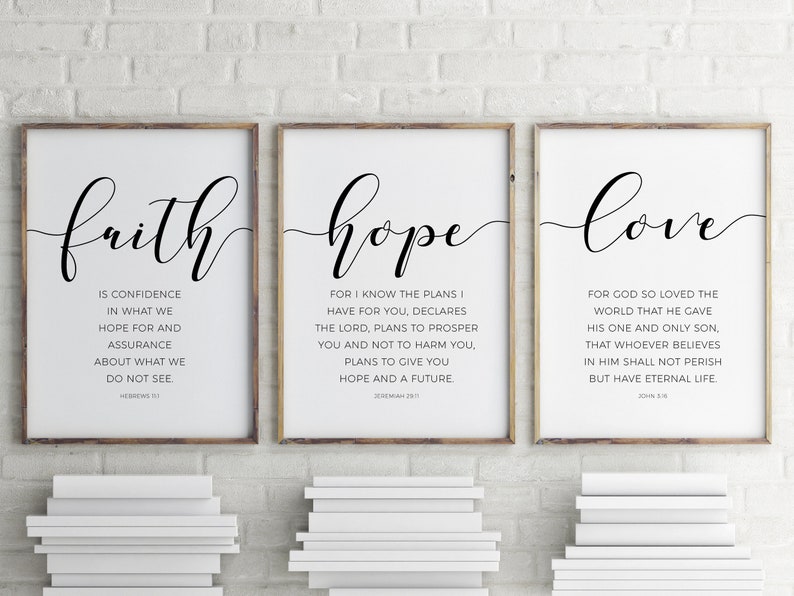 Faith hope love wall art bible verse printable scripture