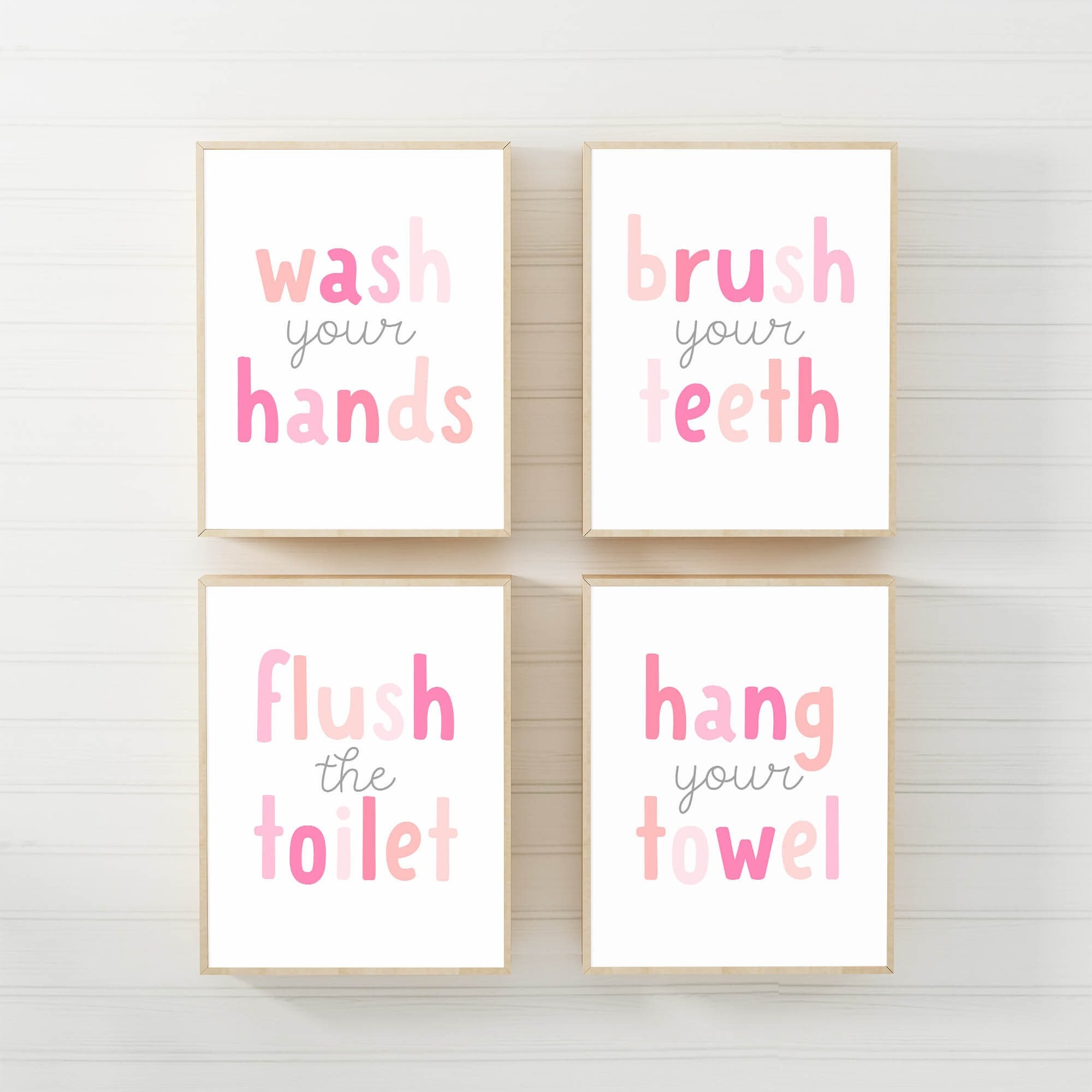 Girl Bathroom Prints Pink Kids Bathroom Wall Art Printable - Etsy