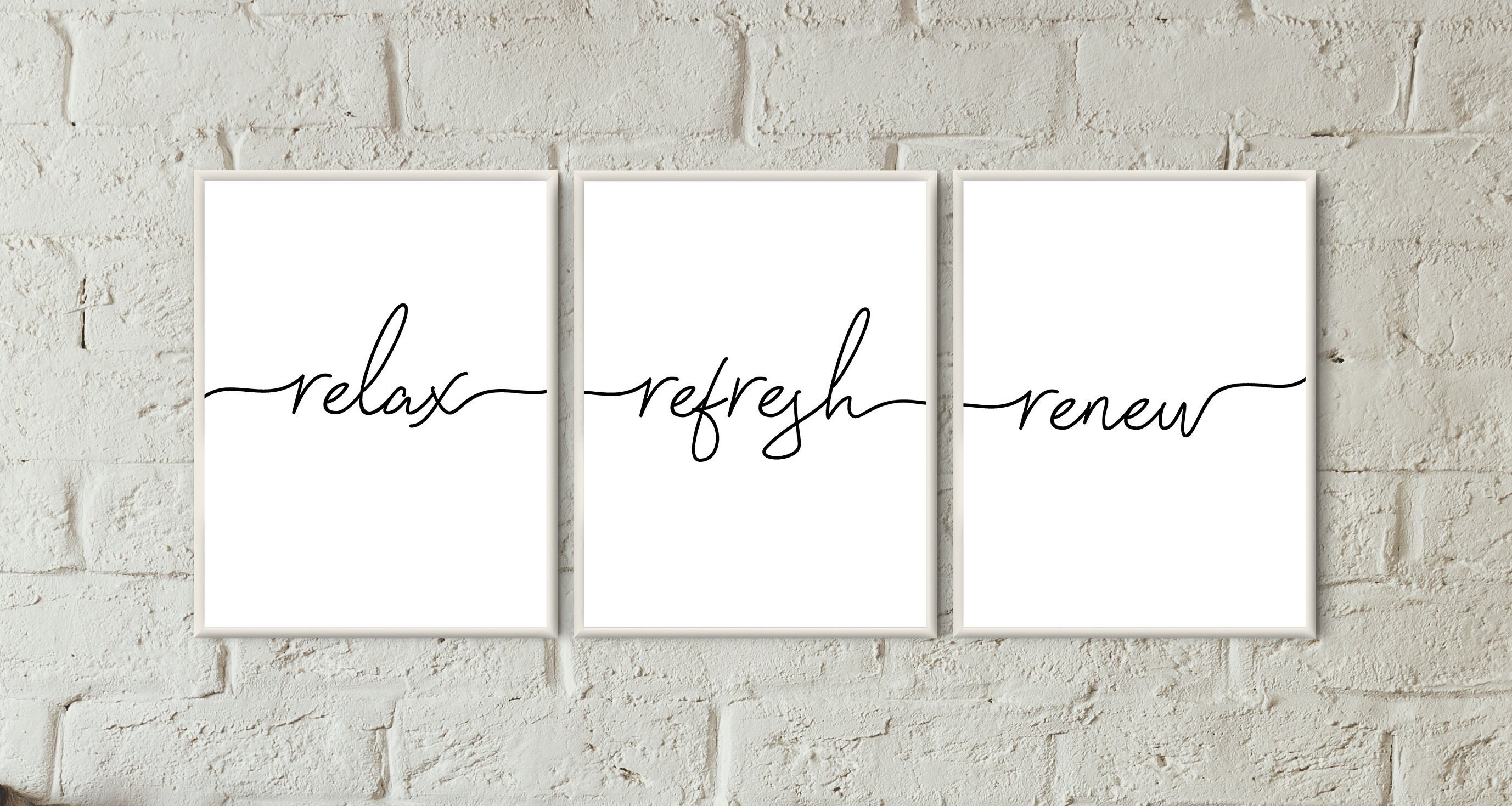 Conjunto de arte de la pared del baño de 3 relajarse refrescar | Etsy