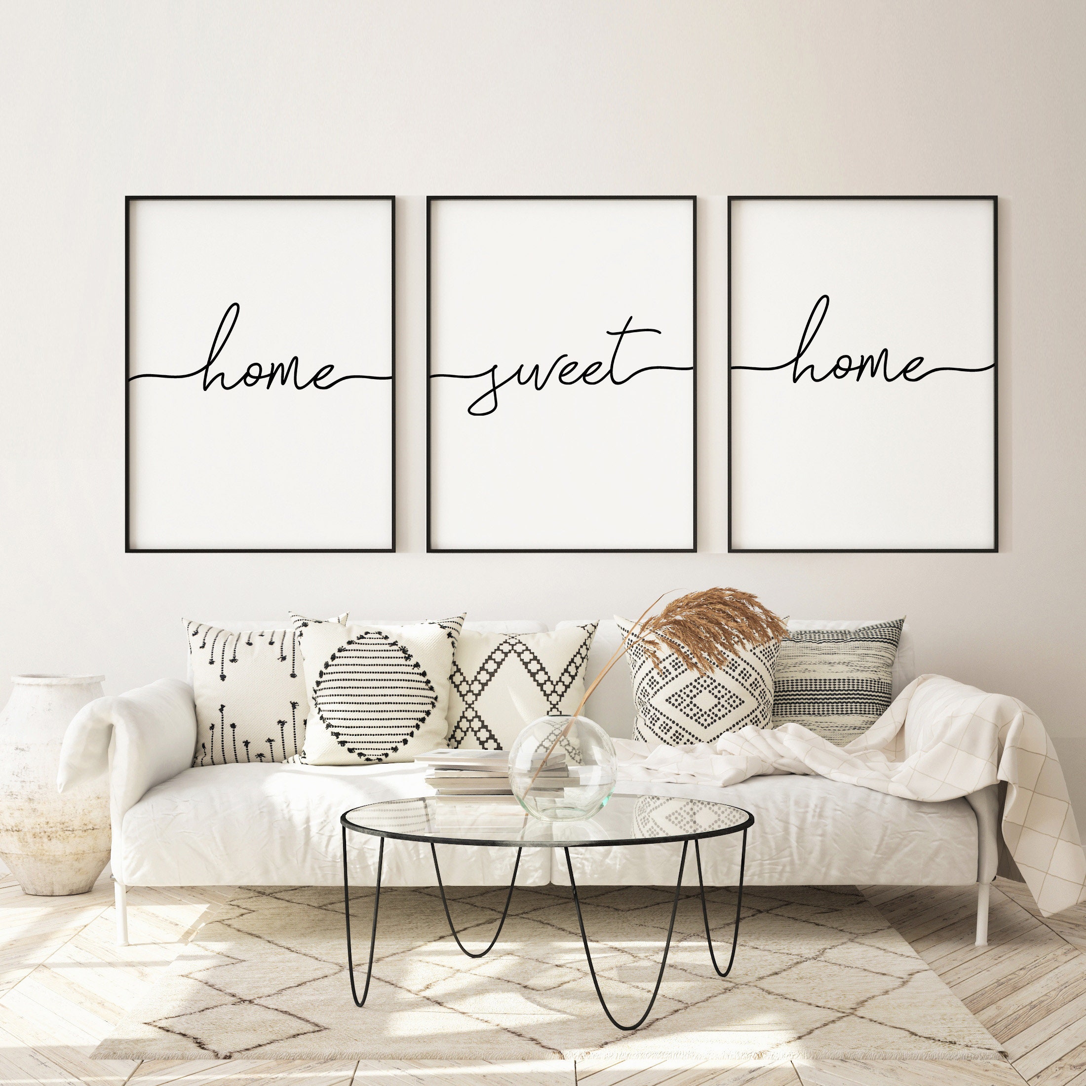 Home Sweet Home Print Wall Art Set of 3wall Decor Living Room Etsy