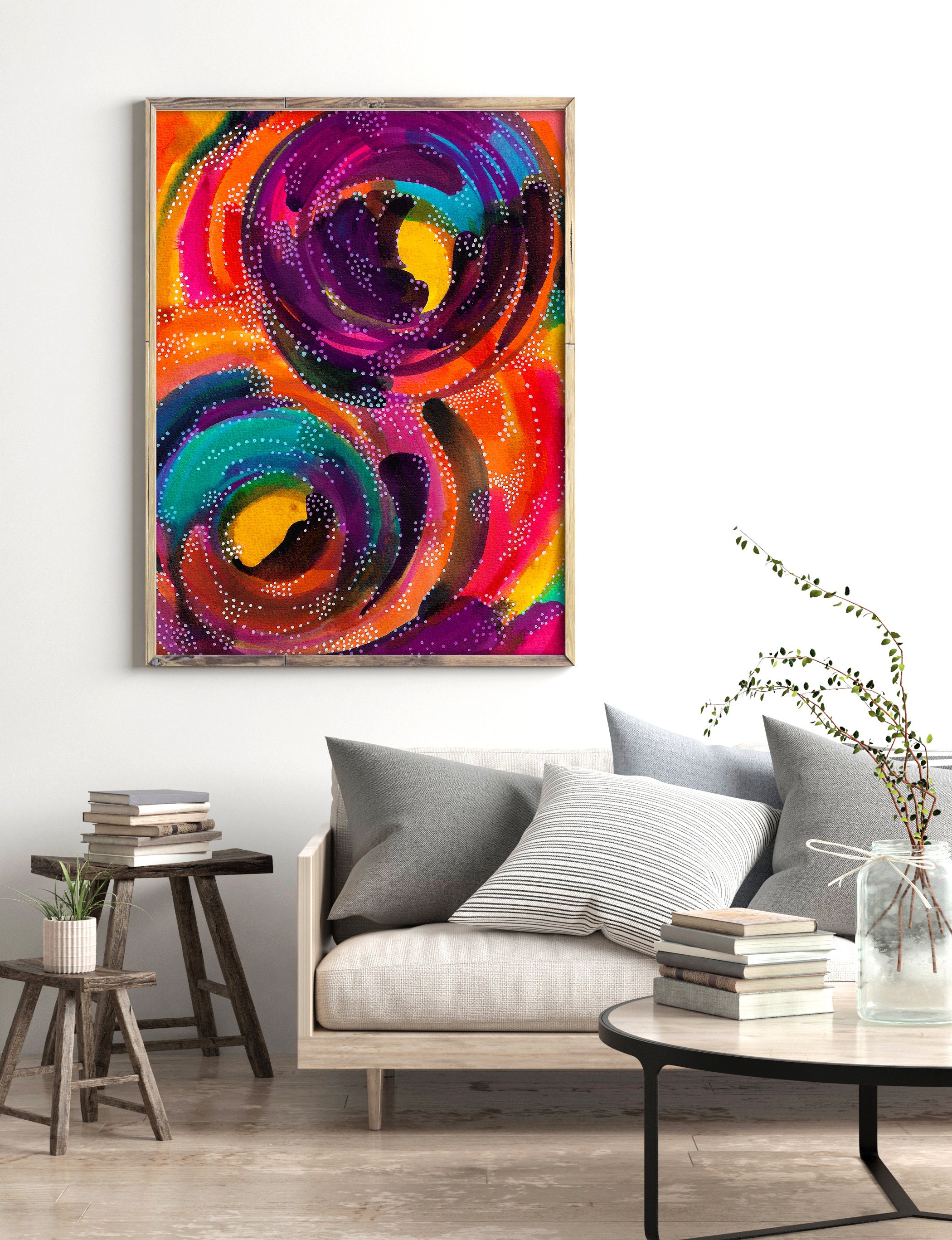 Abstract wall art bright wall decor art print colorful - Etsy.de