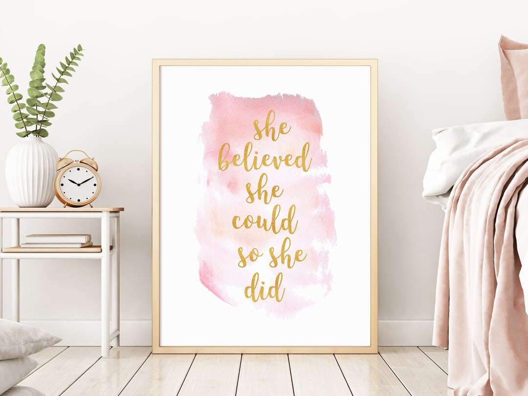 She Believed She Could so She Did Print Girl Room Printable - Etsy