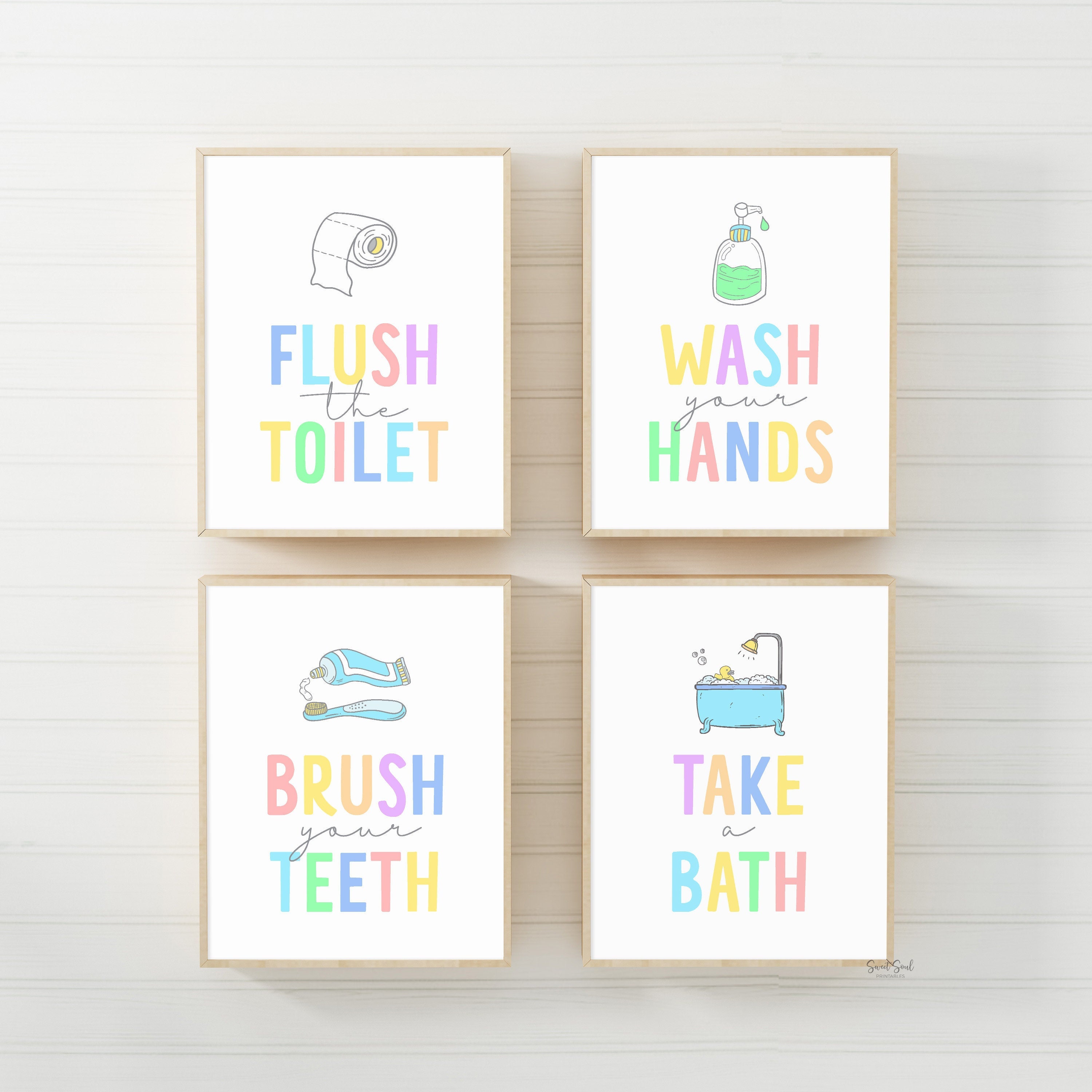 Bathroom Prints Kids Bathroom Wall Art Printable Children - Etsy