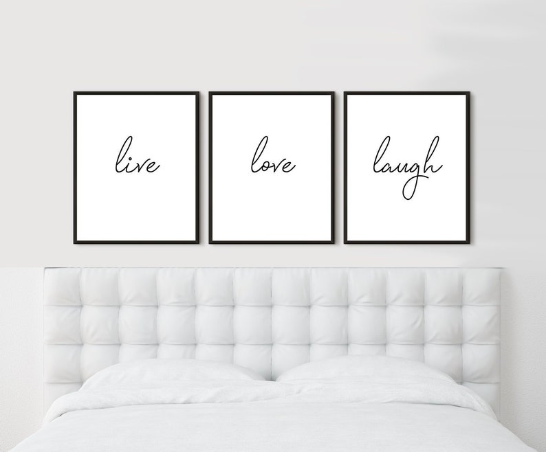 Wall Decor Living Room Modern Downloadable Prints Set Of 3 Live Love Laugh Minimalist Print Black White Wall Art Bedroom Above Bed Teen Room