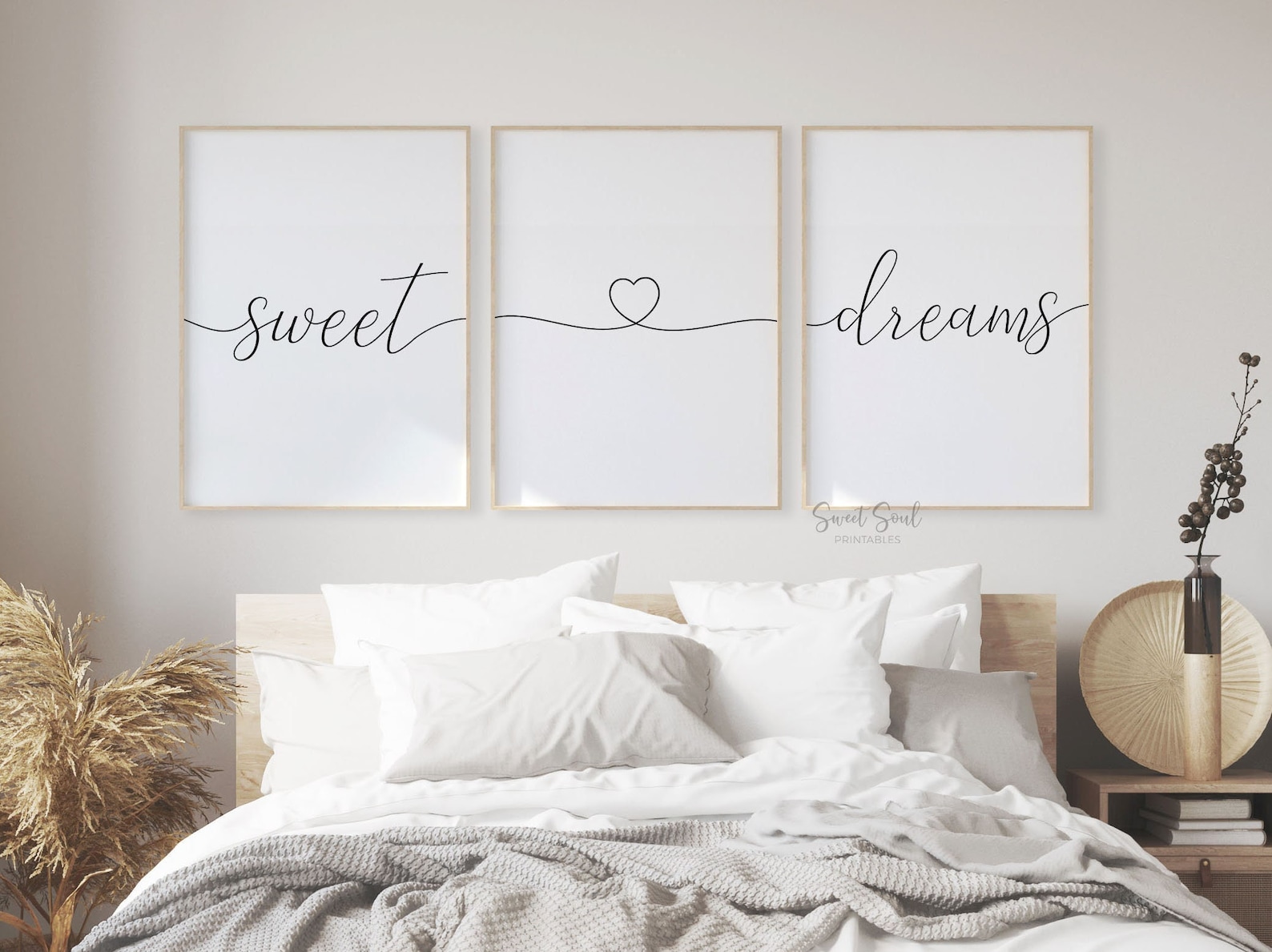 Sweet Dreams Print Set of 3 Bedroom Wall Decor Over the Bed - Etsy