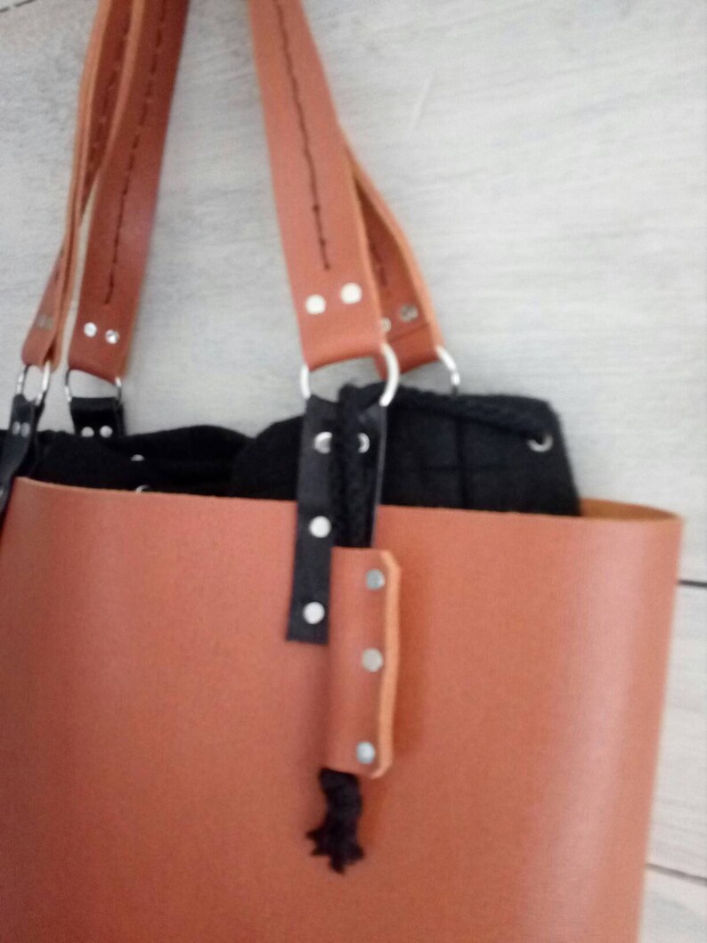 Handmade leather bag in natural orange/brown Etsy