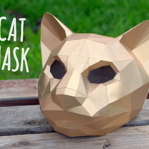 Cat Face Mask Pattern Papercraft DIY Download Print and Etsy