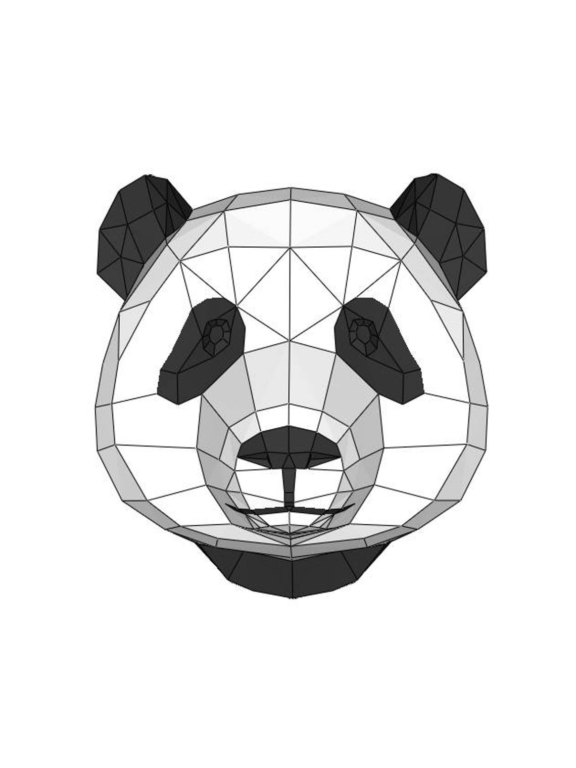 PAPERCRAFT Panda Head Template Instruction DIY Paper Etsy
