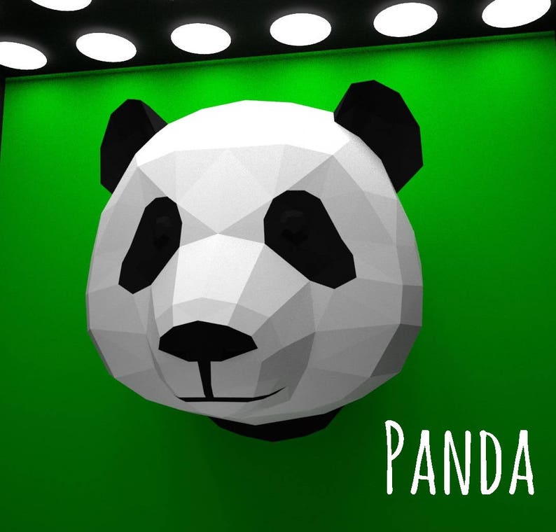 PAPERCRAFT Panda Head Template Instruction DIY Paper Etsy