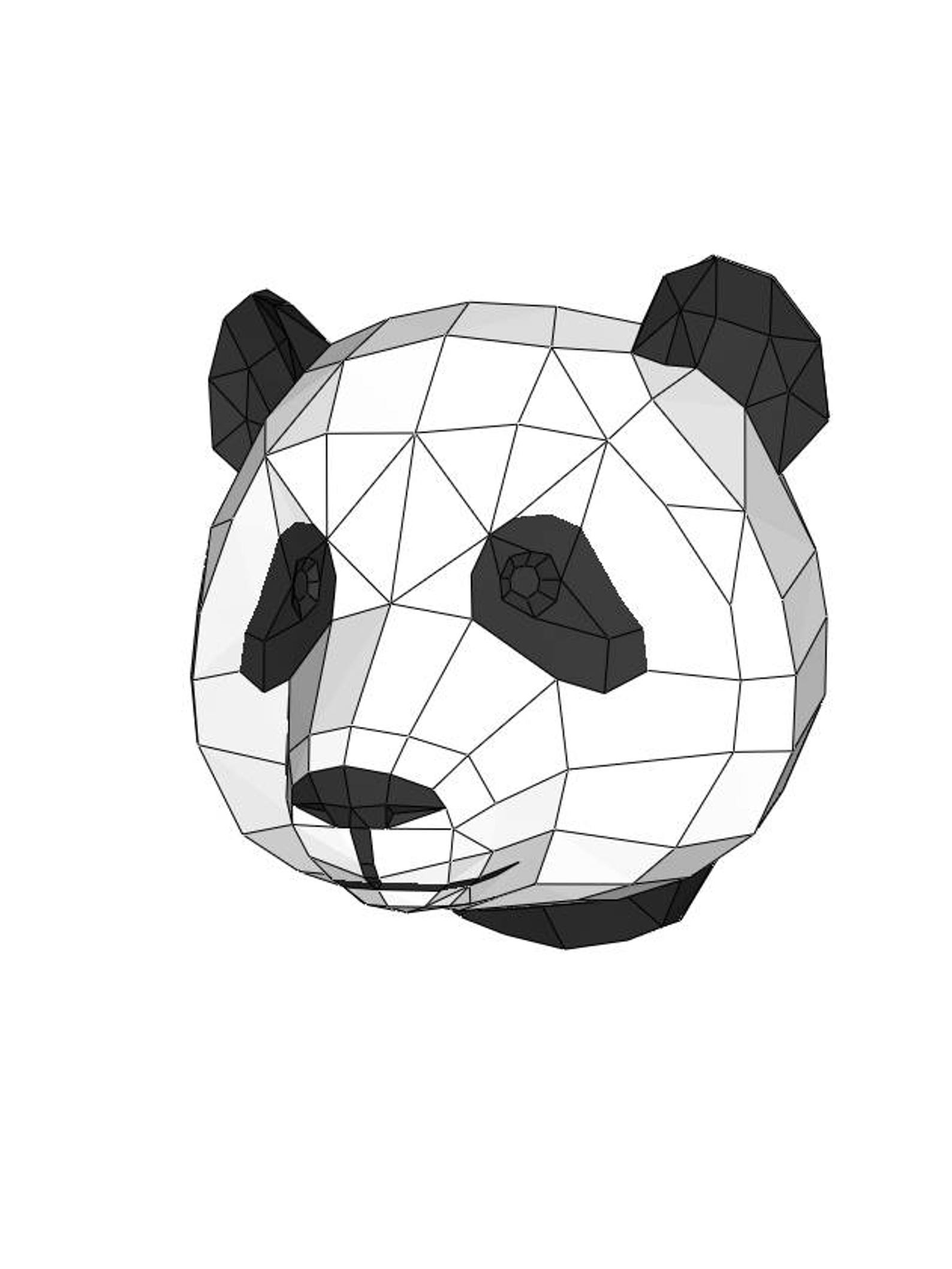 PAPERCRAFT Panda Head Template Instruction DIY Paper Etsy