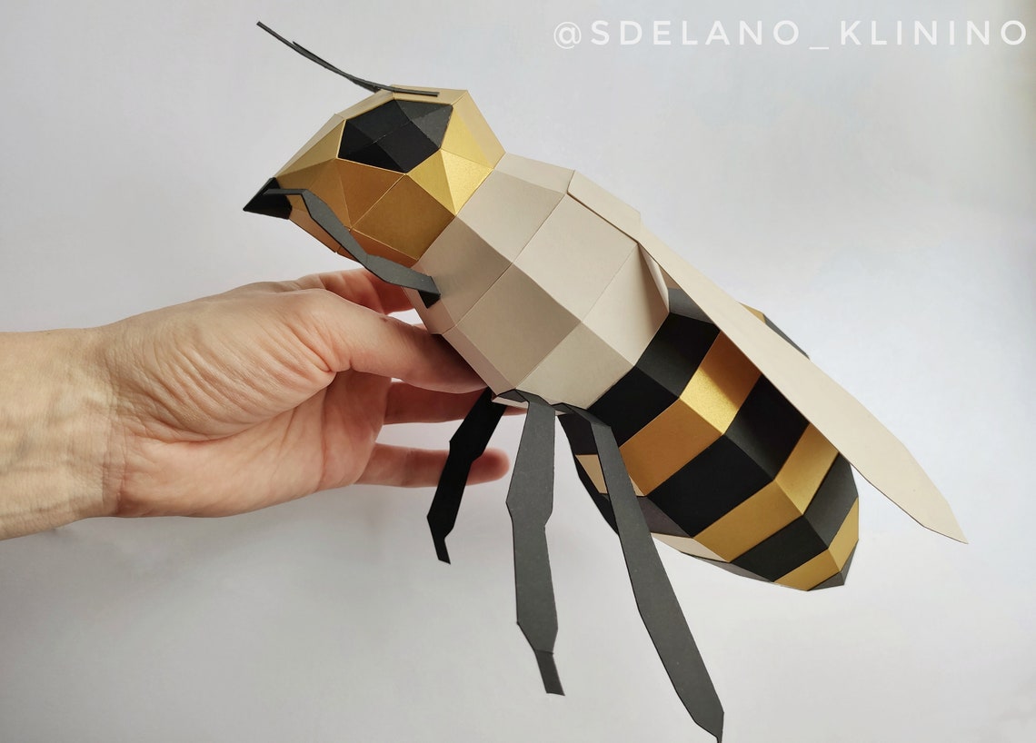 PAPERCRAFT WALL BEE / paper bumblebee diy / honey bee paper Etsy