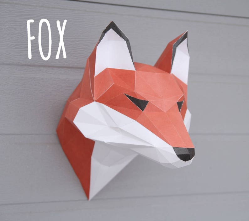 PAPERCRAFT FOX HEAD / Pdf Template / Low Polygon / 3D Animal Etsy