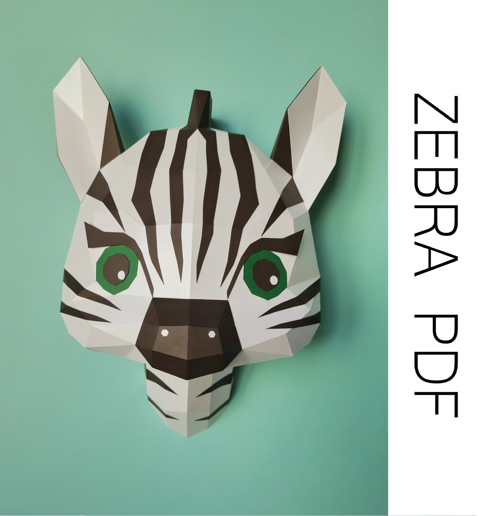 PAPERCRAFT ZEBRA template / wall zebra head / origami zèbre Etsy