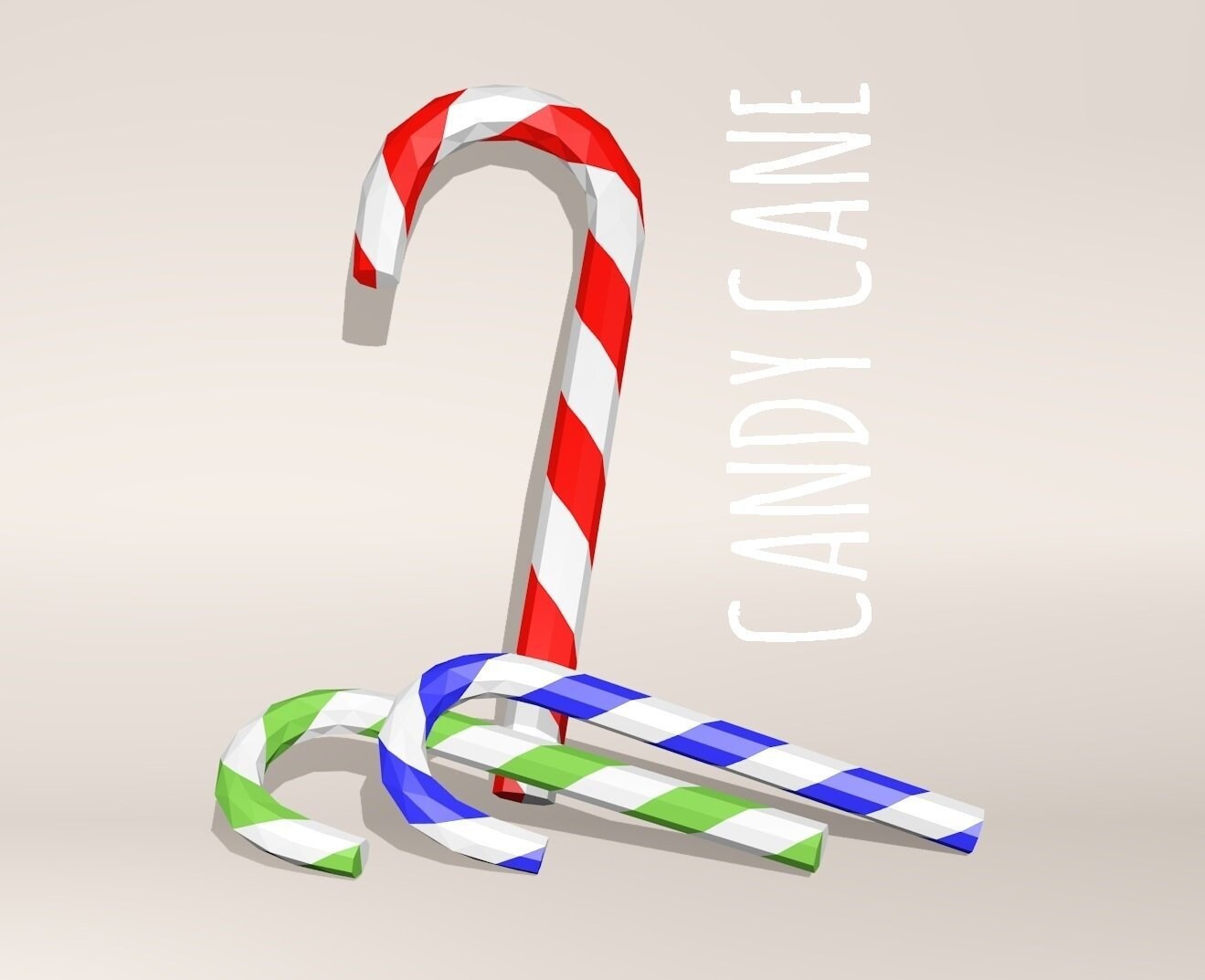 PAPERCRAFT CANDY CANE / christmas lollipop / candy wand / pdf Etsy
