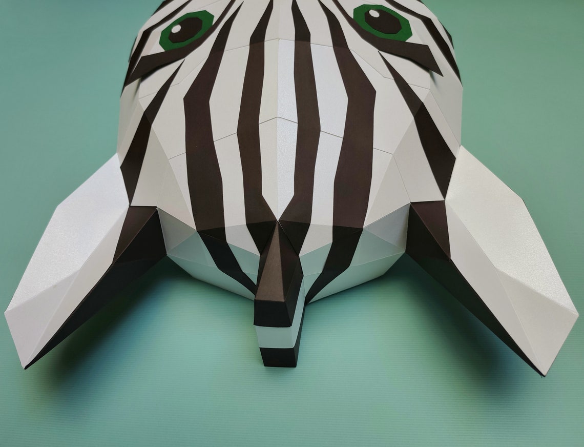 PAPERCRAFT ZEBRA template / wall zebra head / origami zèbre Etsy