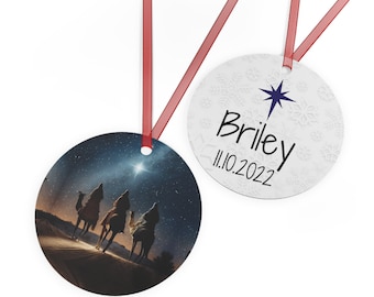 Personalized Three Wise Men Ornament: Glossy Aluminum Christmas Decor