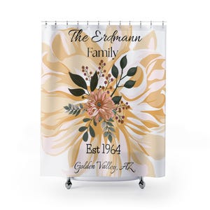 Personalized Floral Shower Curtain: Boho Cottagecore Bathroom Decor