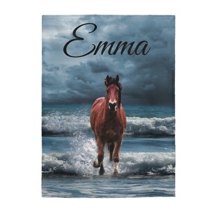 Personalized Horse Blanket, Horse Decor, Horse Love, Horse Blanket for Girls, Horse Blanket Pattern for Boys, Horse Lover Gift