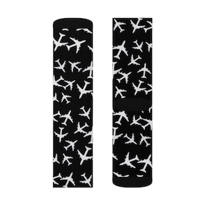 Black Airplane Socks, Plane Socks, Pilot Gifts for Him, Air Force Socks, Air Plane Socks, Airplane Lover Gift, Pilot Socks, Aviation Gifts