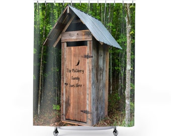 Personalized Shower Curtain, Custom Shower Curtain, Outhouse Shower Curtain, Outhouse Bathroom Decor, Funny Shower Curtain, Farmhouse