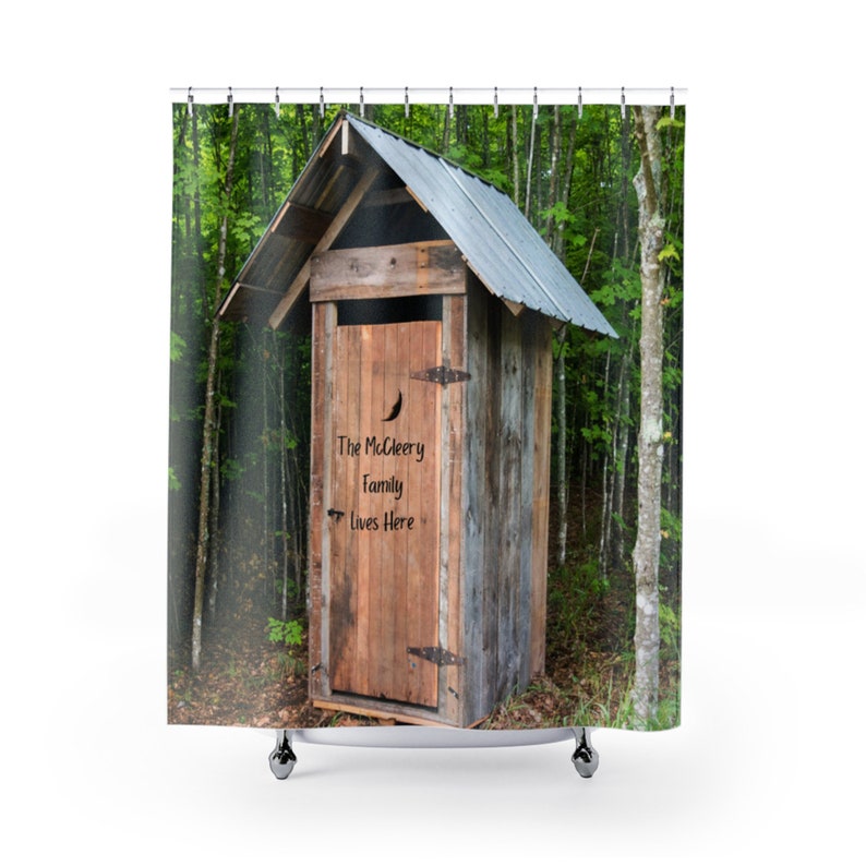Personalized Shower Curtain Custom Shower Curtain Outhouse Etsy