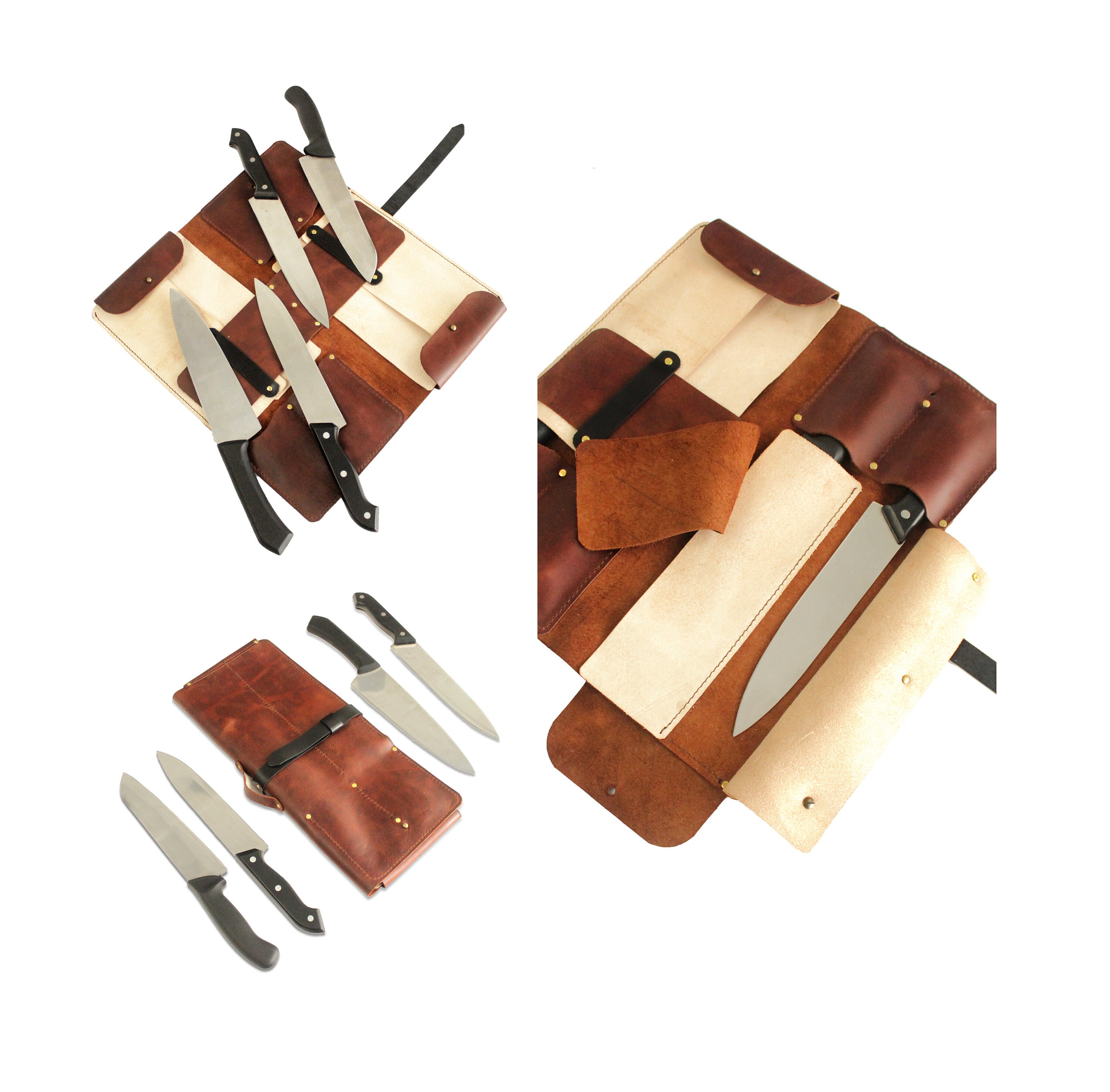 Personalized leather chefs knife roll 2 4 6 8 Slot Suit Etsy