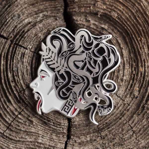 SECONDS SALE! Medusa soft enamel pin 50mm, greek mythology, serpents, gorgon