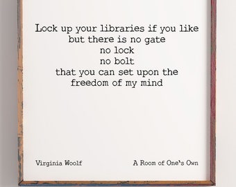 Virginia Woolf Unframed Wall Art Print, Freedom Of My Mind Quote A Room of One's Own