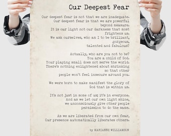 Our Deepest Fear Quote Print Marianne Williamson
